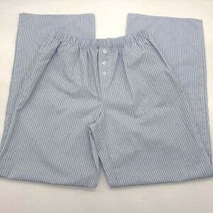 Vine Valley Women's Pants‎ Blue Striped Elastic Waist Faux Button Front Small